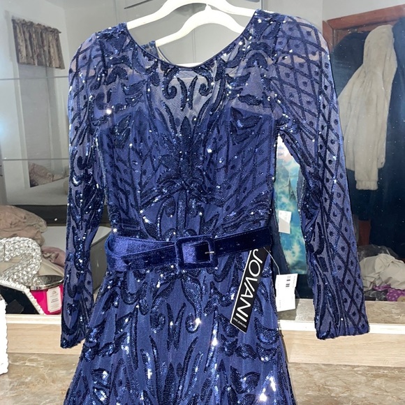 Jovani long sleeve sequin embellished evening gown - Picture 3 of 15